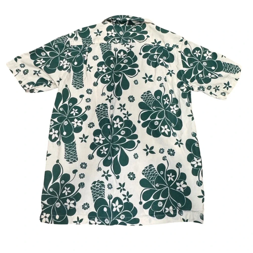 Patagonia Pataloha Kids M Green White Floral Organic Cotton Button Down